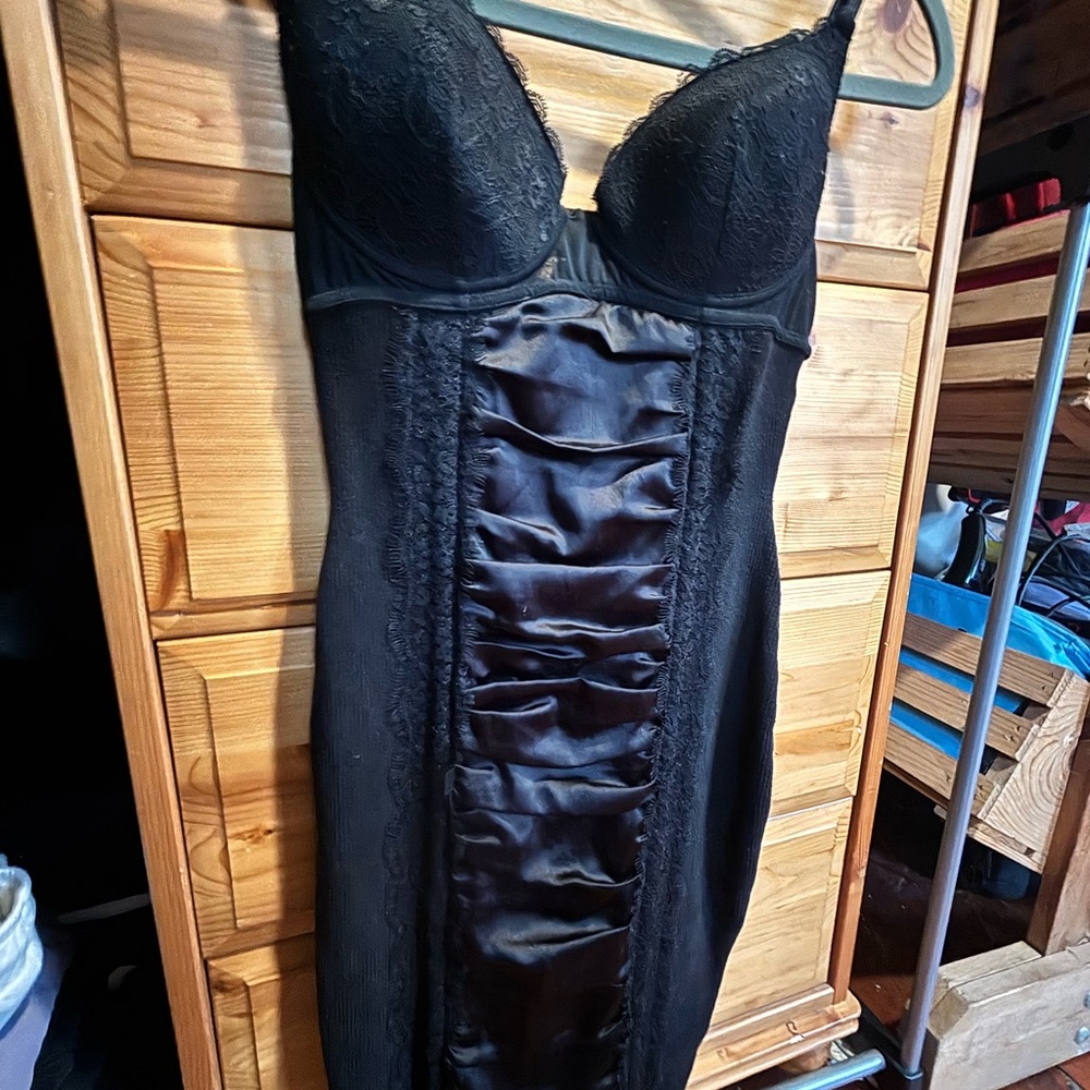 Guess Black Satin Lace Chemise